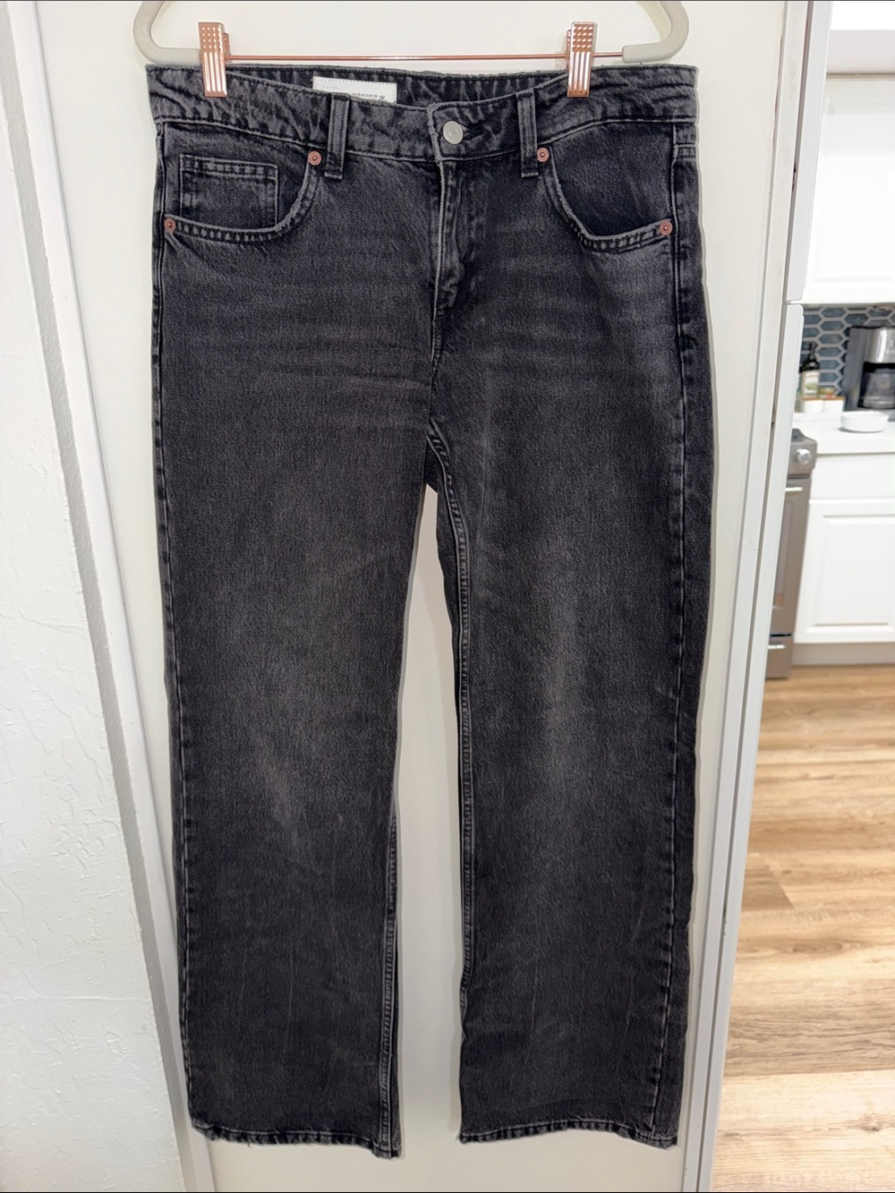 Zara Women's Straight Leg Jeans - Washed Black